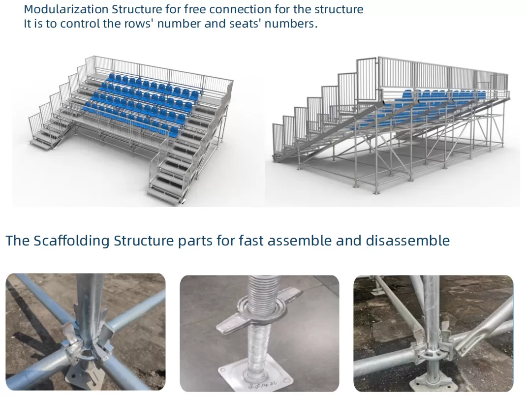 Demountable grandstand temporary tribune scaffolding structure out door steel bleacher