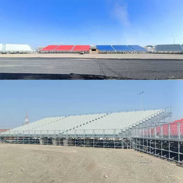 Middle East outdoor metal modular grandstands installation in desert venue