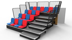 Foldable retractable bleachers with anti-slip seats for school auditoriums and community events