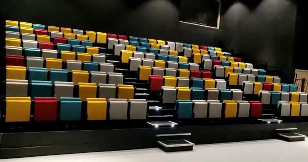 Multi-Colored Retractable Seating System | Indoor Retractable Bleachers