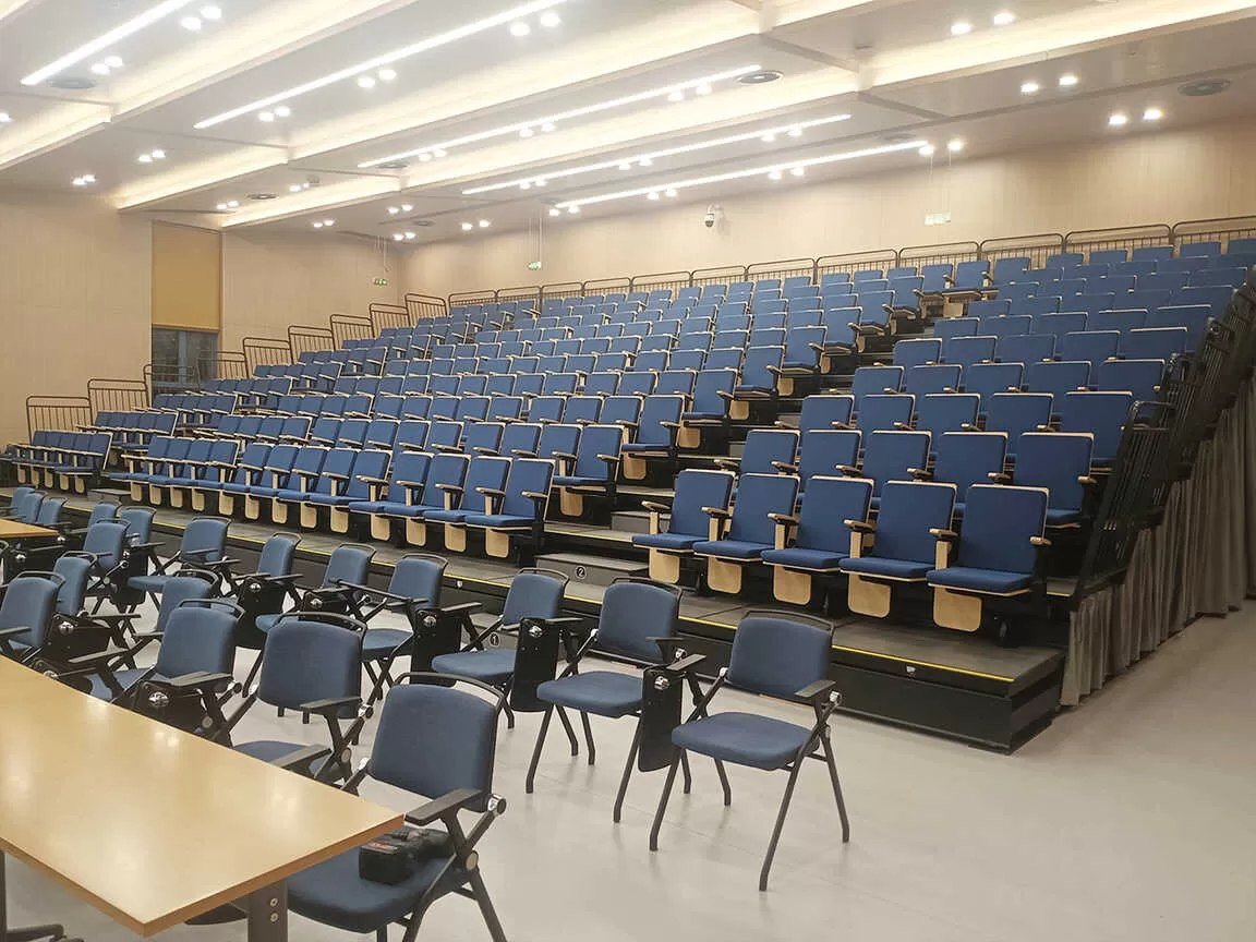 Retracted retractable bleachers Southeast University multi-function hall SOLU upholstered seats indoor telescopic tribune